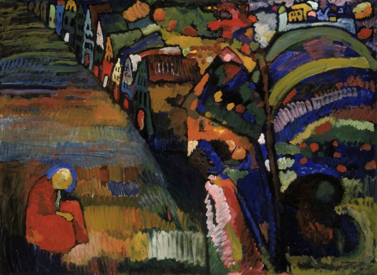 Het schilderij Bild mit Häusern (1909) van de familie Lewenstein werd in 1940 op een veiling gekocht door het Stedelijk Museum. Beeld Wassily Kandinsky