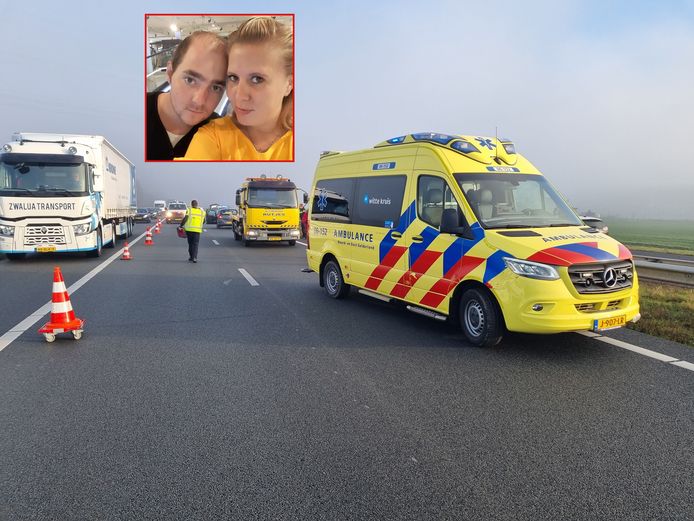 Romano en de zwangere Lianne kregen een ongeluk op de A18 bij Wehl omdat een bestuurder bewust op de rem zou hebben getrapt.