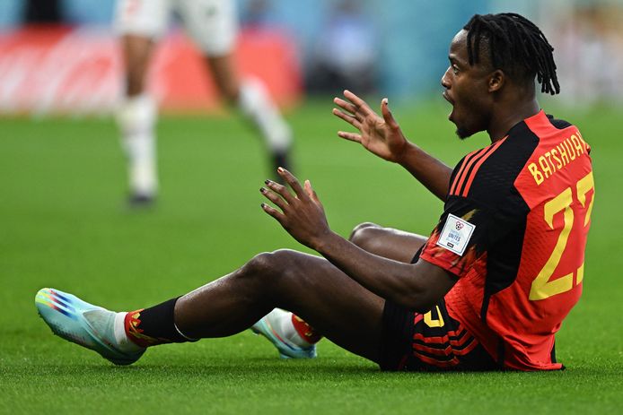 Michy Batshuayi tijdens WK-match tegen Marokko.