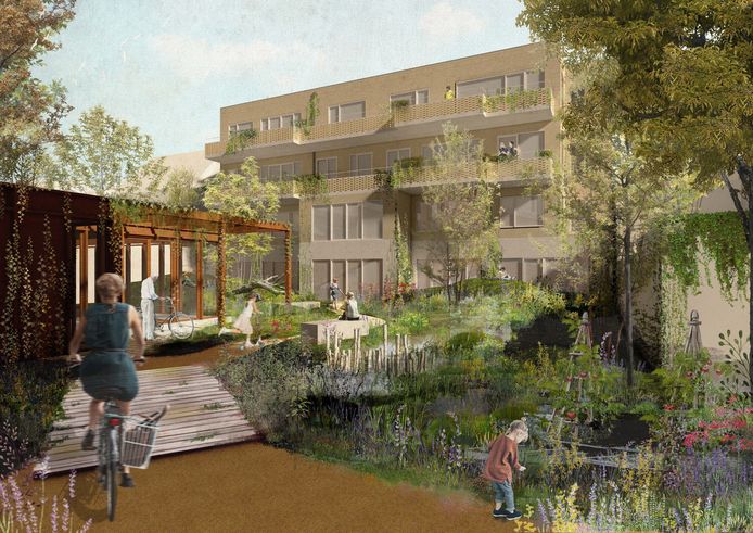 De site van wasserij Goossens wordt een modern cohousingproject.