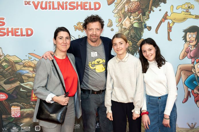 Ben Segers, met een T-shirt van Nabuko Donosor (zijn rol in de film), bracht zijn gezin mee.