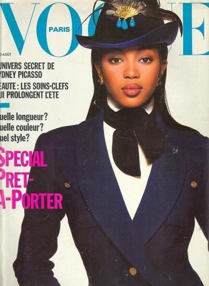 Naomi Campbell op de cover van de Franse Vogue.