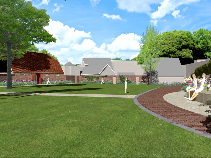 De Stadstuinen van Oldenzaal met links achterin stadsbrouwerij De Bombazijn.