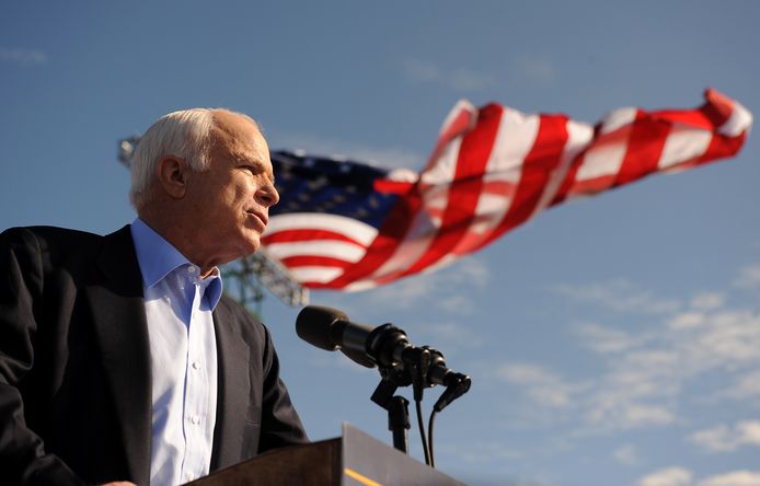 McCain tijdens zijn presidentscampagne in 2008 in Florida.