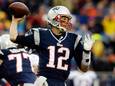 Tom Brady namens New England Patriots in actie in 2012.