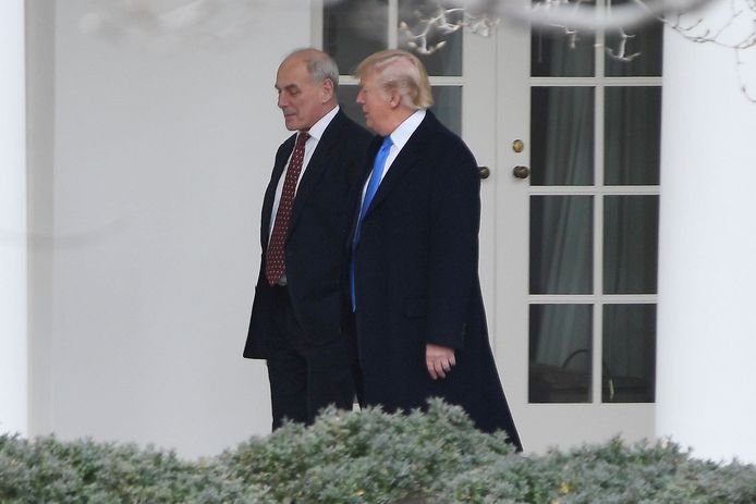 Donald Trump met zijn stafchef John Kelly.