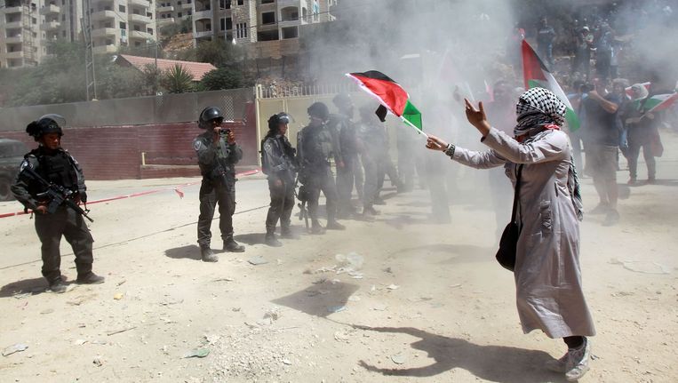 Palestijnse demonstranten kwamen dit weekend in aanraking met de Israëlische grenspolitie. Beeld afp