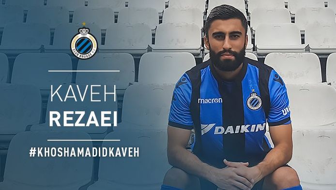 Kaveh Rezaei poseert als kersvers aanwinst van Club Brugge.