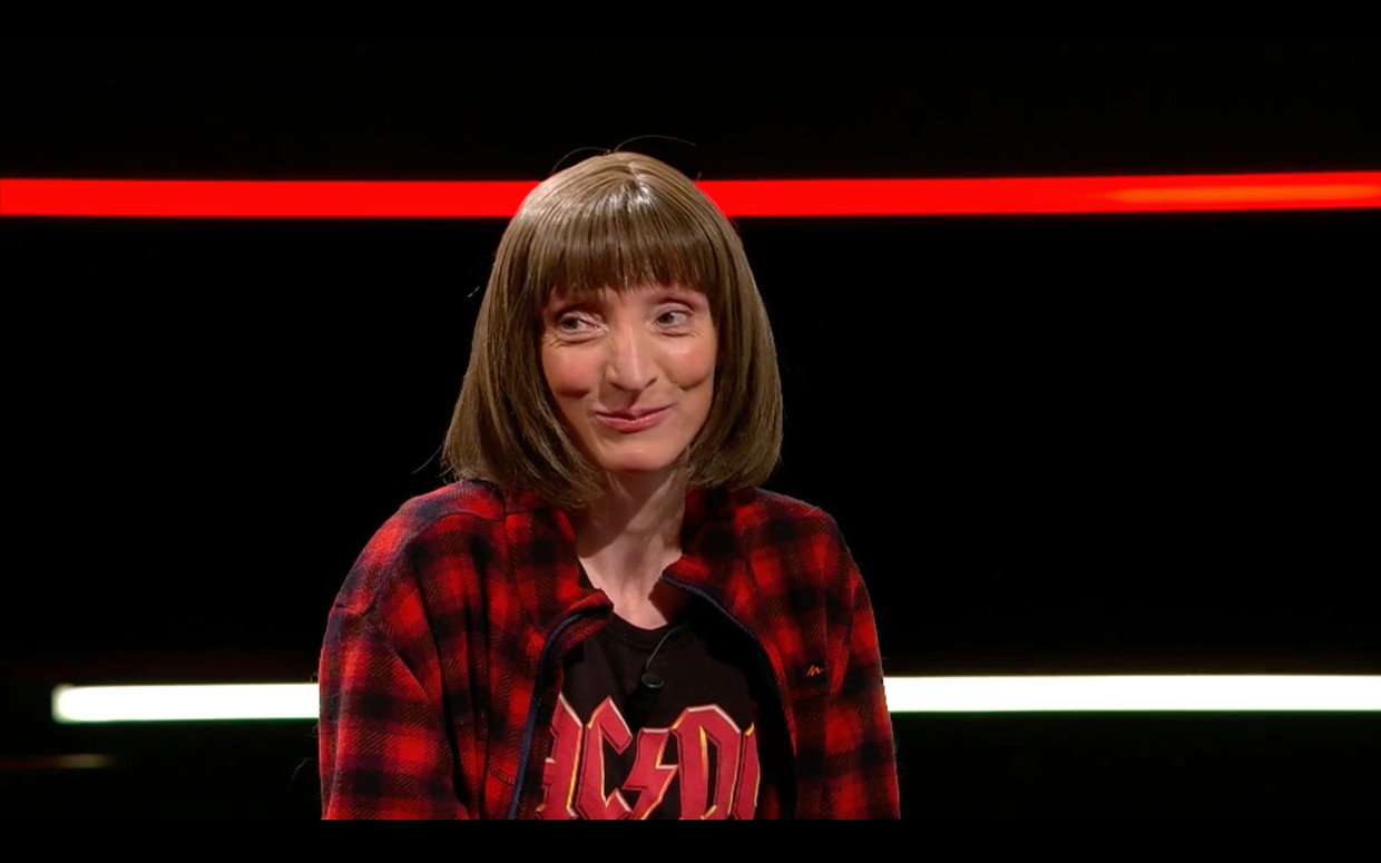 Delphine Lecompte in 'De slimste mens ter wereld'. Beeld VIER