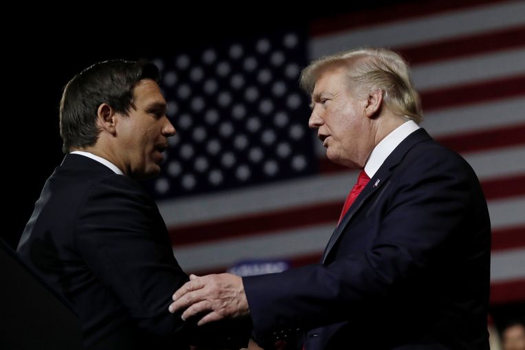 DeSantis en Trump op archiefbeeld uit 2018. Beeld REUTERS