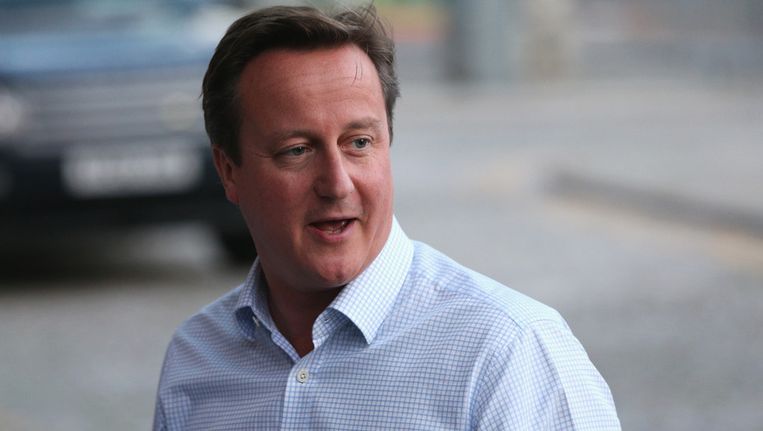 De Britse premier Davis Cameron, zaterdag in Manchester. Beeld getty