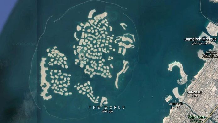 The World-eilanden voor de kust van Dubai