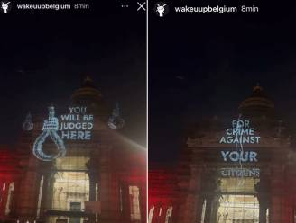 Actiegroep projecteert boodschap voor politici op Brussels justitiepaleis met afbeelding van strop