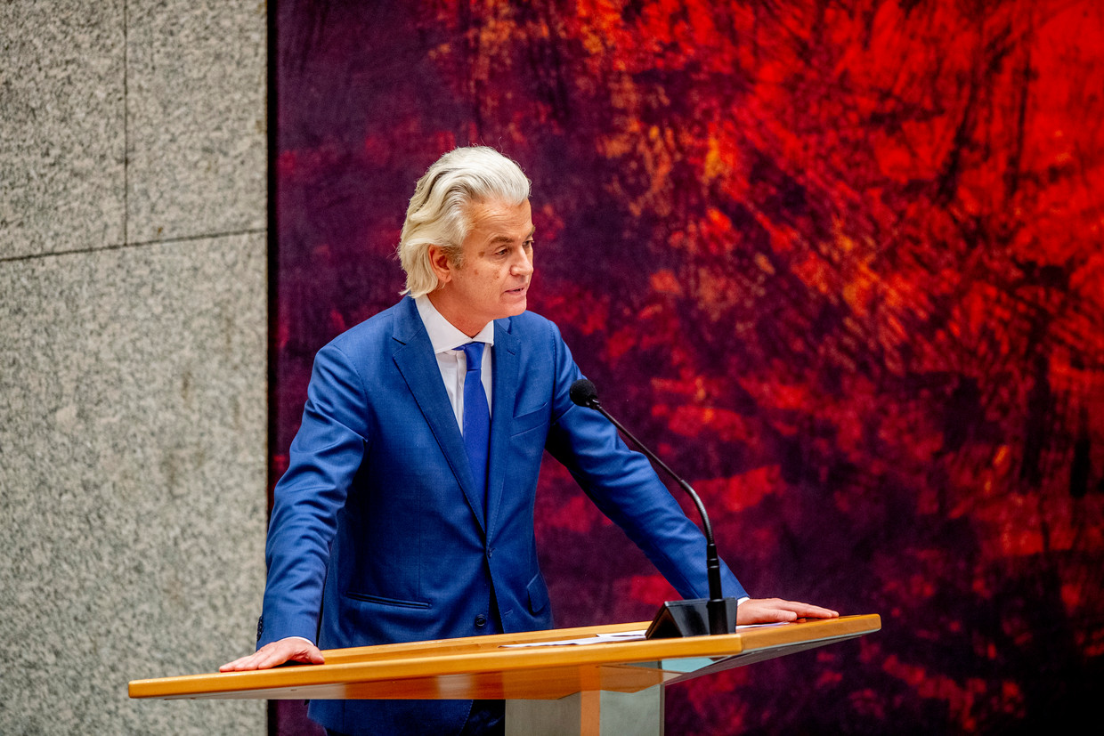 PVV-leider Geert Wilders in de Tweede Kamer.  Beeld EPA