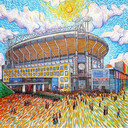 De Johan Cruijff Arena in Amsterdam als schilderij van Van Gogh.