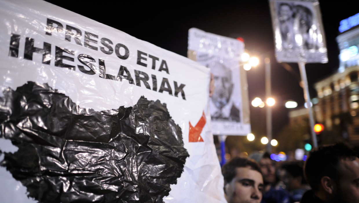 Een ETA-protest, vorige week in Spanje Beeld afp