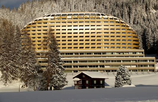 Het InterContinental hotel in Davos waar veel staatshoofden verblijven.