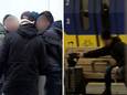 Een zakkenroller wordt op station Arnhem Centraal gearresteerd door agenten in burger. Rechts: een andere zakkenroller slaat toe.