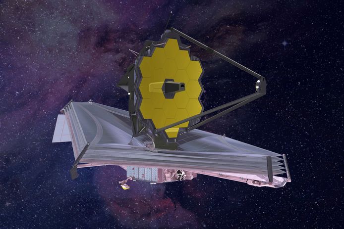 Artistieke weergave van de James Webb-ruimtetelescoop.