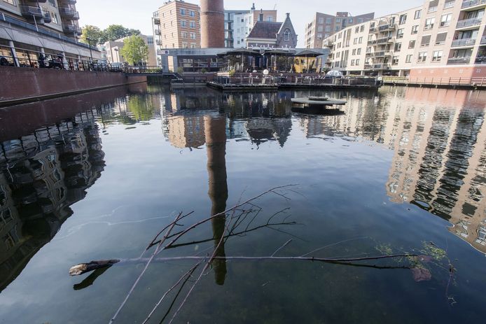 Het Almelose centrum kenmerkt zich door veel water, zoals hier nabij restaurant Kreta. Het is overigens onduidelijk op welke plek het kind precies in het water is geduwd.