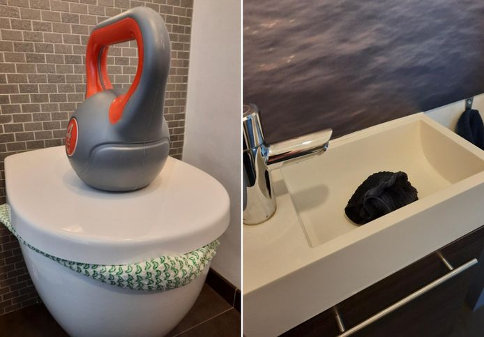 Bewoners dekken hun toiletten en andere afvoeren zoveel mogelijk af tijdens de werken.