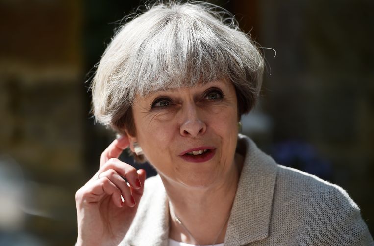 Theresa May tijdens de campagne. Beeld getty