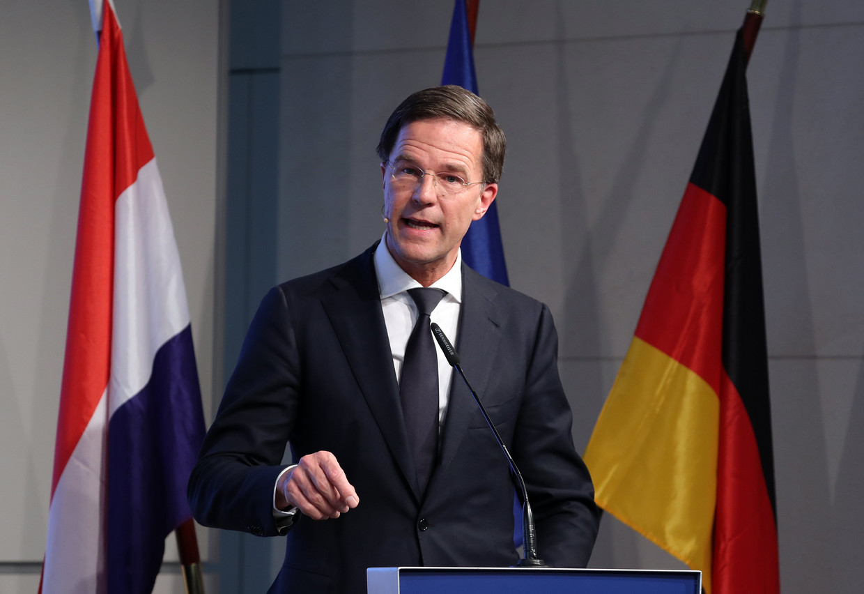 Premier Mark Rutte trapte in Berlijn vooral op de rem. Beeld EPA