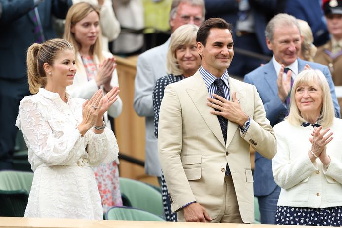 Federer tijdens zijn huldiging op Wimbledon.