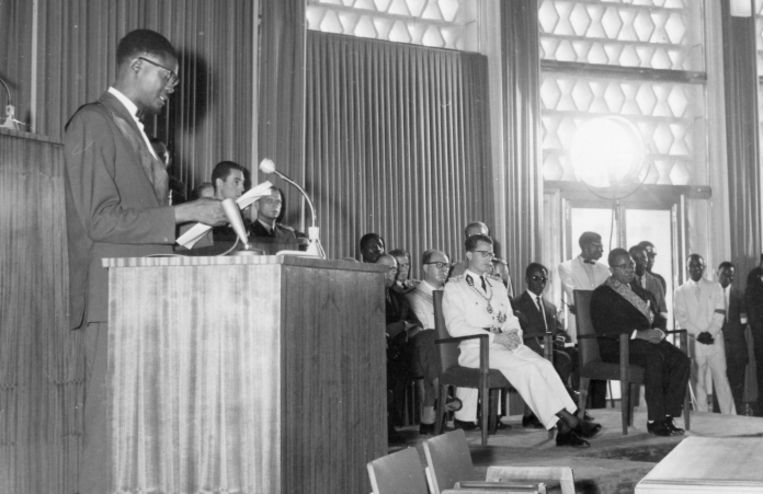 'Met zijn donderpreek op de dag van de Congo­lese onafhankelijkheid, in het bijzijn van een piepjonge Boudewijn, tekende Lumumba wellicht zijn doodvonnis.’ Beeld 