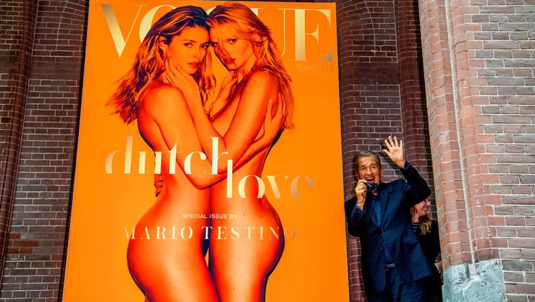 Mario Testino onthult de cover van het jubileumnummer van Vogue Nederland. Beeld ANP