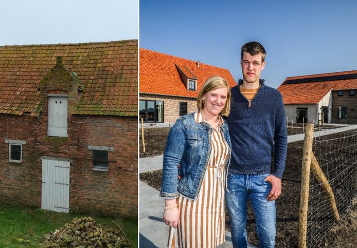Lore en Dries stellen hun nieuwe vakantiewoning voor 32 personen voor. Links zie je hoe het er oorspronkelijk uitzag.