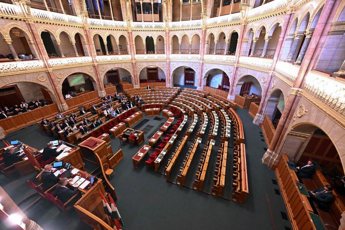 The Hungarian Parliament was almost empty today.