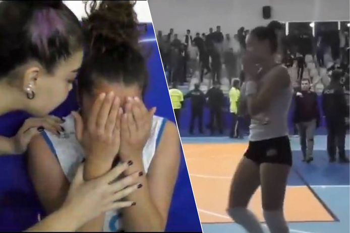 Een volleybalmatch in Turkije ontspoorde volledig door het gedrag van supporters in de zaal.