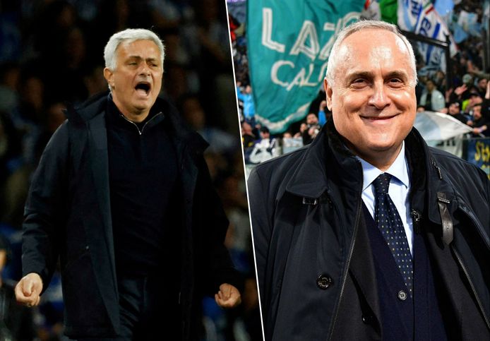 Roma-coach José Mourinho en Lazio-voorzitter Claudio Lotito.