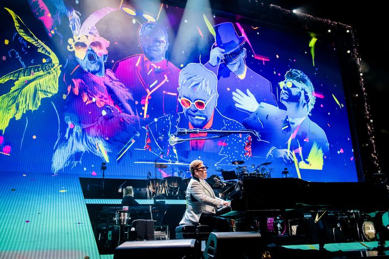 Elton John tijdens zijn Farewell Yellow Brick Road tour in de Ziggo Dome. Beeld ANP