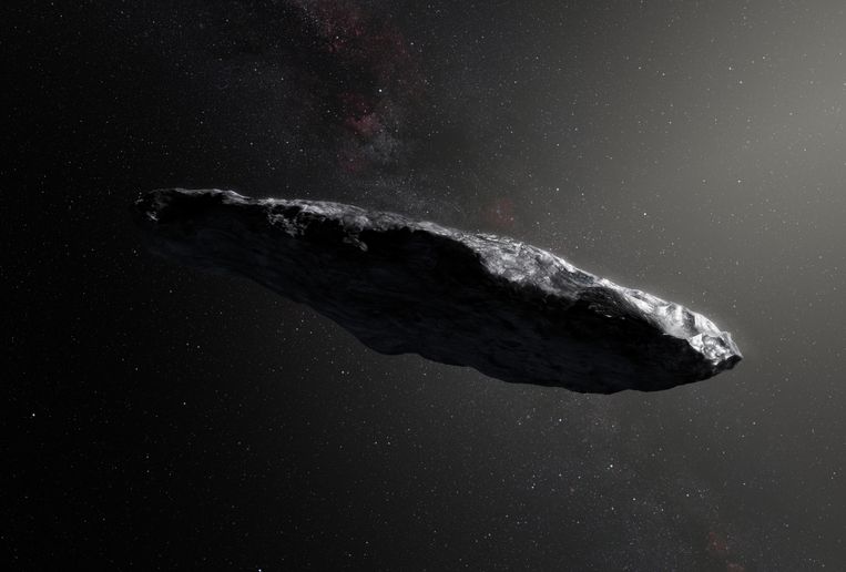 Een artist impression van Oumuamua.  Beeld ESO/M. Kornmesser