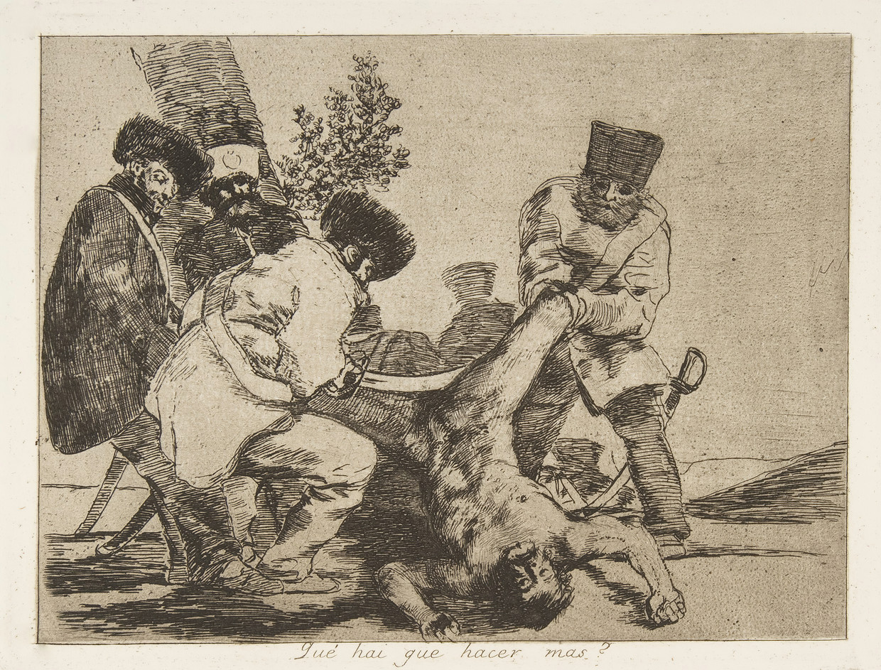 Goya, prent 33 van Los desastres de la guerra: ‘Qué hai que hacer mas?’ (‘Wat is er nog meer te doen?’). Gemaakt in 1810, uitgegeven in 1863. Beeld Getty