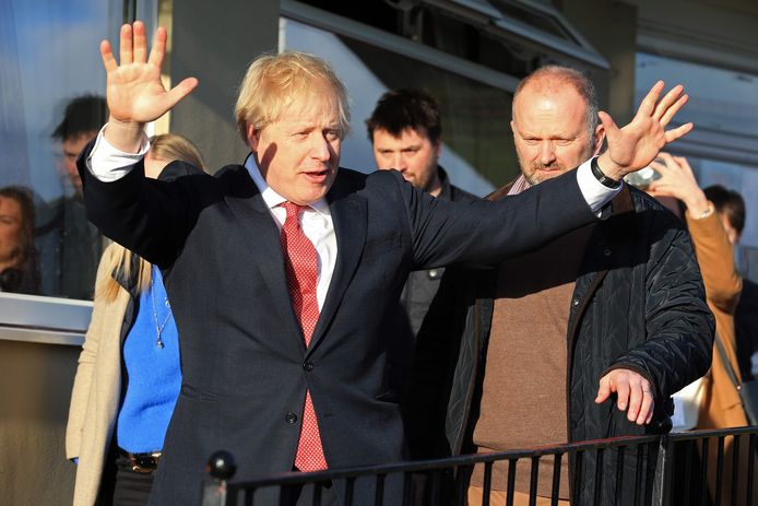 Boris Johnson na zijn overwinning.