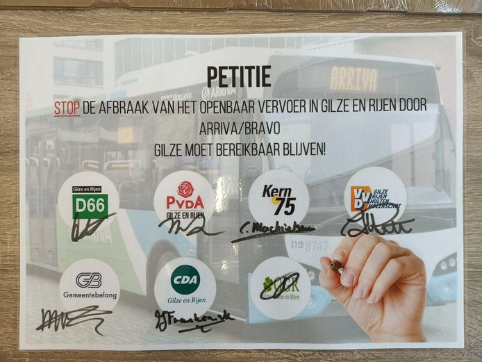 Arriva krijgt dinsdag een petitie (1200 handtekeningen) met steun van alle politieke partijen in Gilze en Rijen.