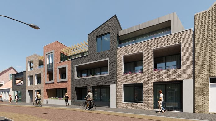 Artist Impression van de twaalf nieuwe appartementen aan de Dorpsstraat.
