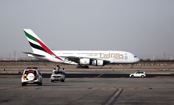Een A380 van Emirates