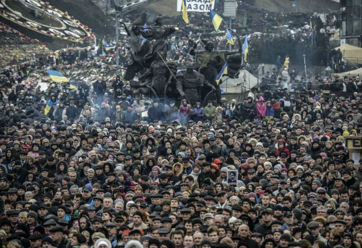 Anti-Russische betoging vorige maand in Kiev. Beeld afp
