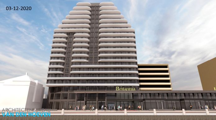 Het nieuw te ontwikkelen hotel Britannia.