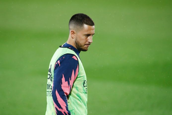 Eden Hazard zaterdag tijdens de opwarming voor zijn comebackmatch tegen Betis.