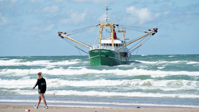 Urker viskotter loopt vast op kust Denemarken: vandaag reddingspoging