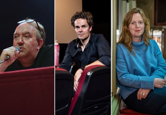 Mike Naert, directeur van Het Depot in Leuven (links), Philip Cleynens, uitbater van Cinema Albert (midden) en Danielle Dierckx, directrice van De Roma (rechts).