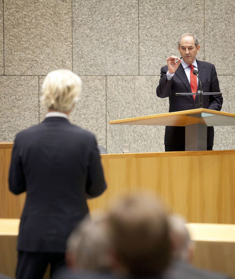 Job Cohen en PVV Fractievoorzitter Geert Wilders in debat  tijdens de Algemene Beschouwingen, september 2011.<br /> Beeld ANP