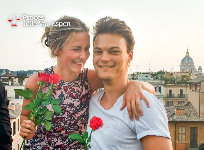 Julie Van Espen en Thomas Huyghe stralend verliefd in gelukkiger tijden, tijdens een citytrip in Rome in de zomer van 2017.