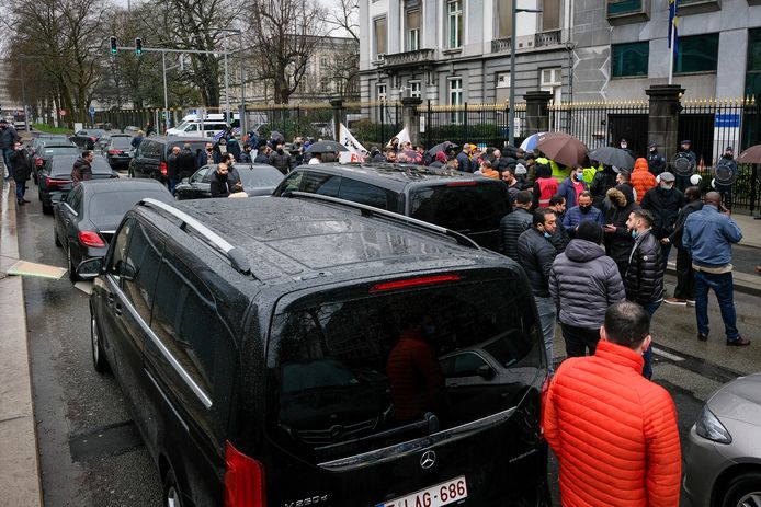 In maart voerden chauffeurs van Uber ook al actie in Brussel (archiefbeeld).