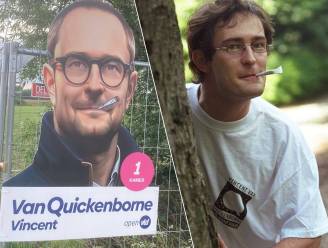 Onbekenden tekenen jointje op verkiezingsbord Van Quickenborne: “Ik vind het niet erg“